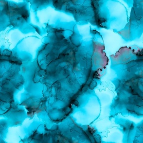 Bright Teal Blue Water Swirl / Watercolor / Tie Dye / Marble