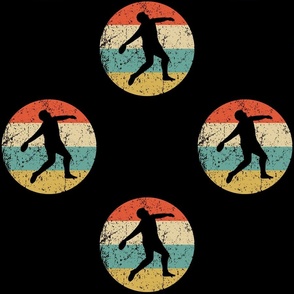 Retro Discus Throw Track and Field Sports Icon Repeating Pattern Black