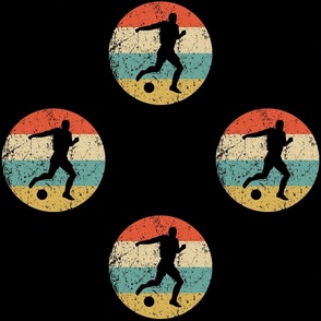 Retro Soccer Player Sports Icon Repeating Pattern Black