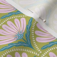 Bella lotus fan in pink and lime small - 3.5” 