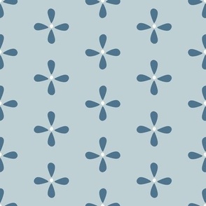 Large Emma's Attic Treasures minimalist floral in light blue and blue- French Country