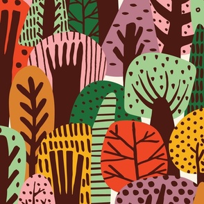 Whimsical Forest - Warm Multicoloured Large