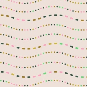 Wavy Confetti Dots and Dashes Horizontal Stripes