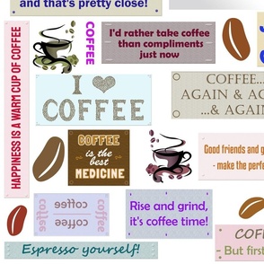 Coffee Plaques Coffee Lovers Cafe Design, on White, Large Scale