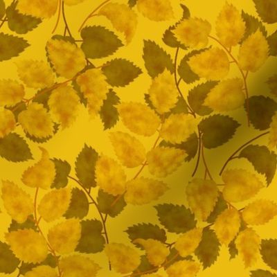 Golden Leaves Toss/Sloe Hedge Coordinate/Gold Botanical - Small Gold