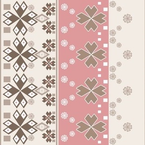 ornament ethnic striped vertical creamy pink wallpaper