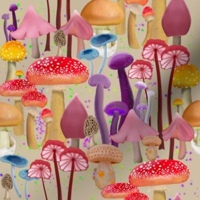 Mushroom  Forest on Cream 