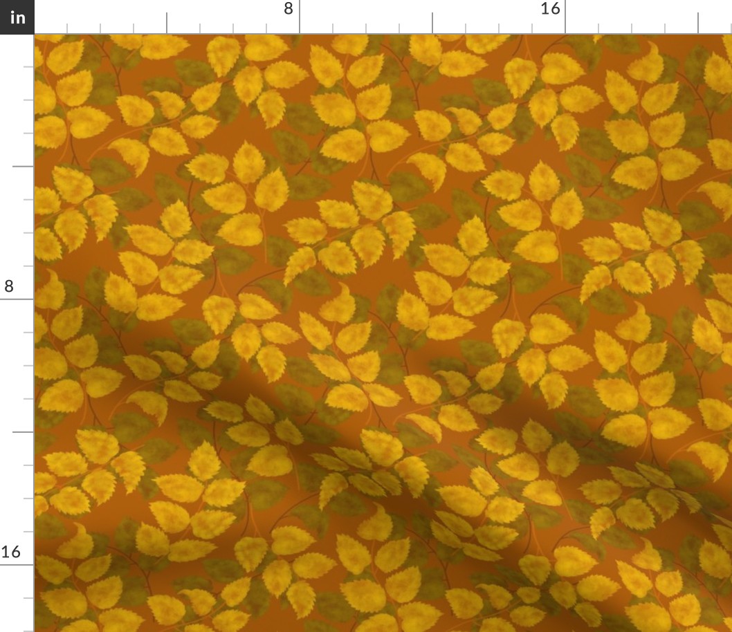 Golden Leaves Toss/Sloe Hedge Coordinate/Gold Botanical - Small Pumpkin