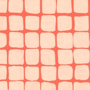 Watercolor coral Window Pane Check-Reversed