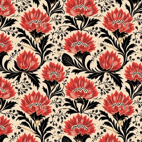 Vintage Folk Art Floral Seamless Pattern