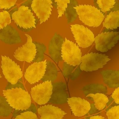 Golden Leaves Toss/Sloe Hedge Coordinate/Gold Botanical - Large Pumpkin