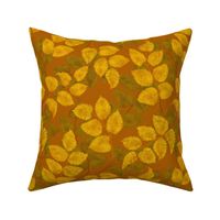 Golden Leaves Toss/Sloe Hedge Coordinate/Gold Botanical - Large Pumpkin