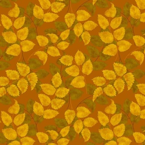 Golden Leaves Toss/Sloe Hedge Coordinate/Gold Botanical - Large Pumpkin