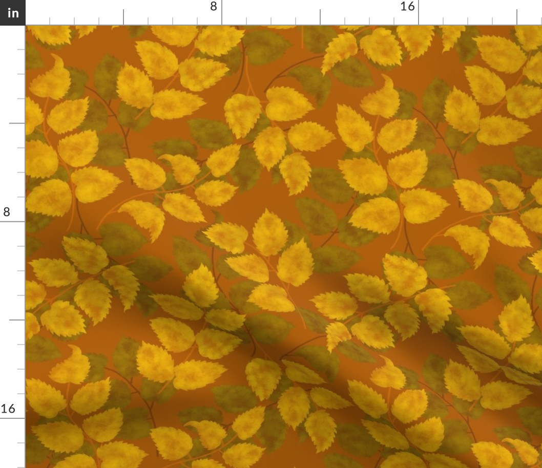 Golden Leaves Toss/Sloe Hedge Coordinate/Gold Botanical - Large Pumpkin