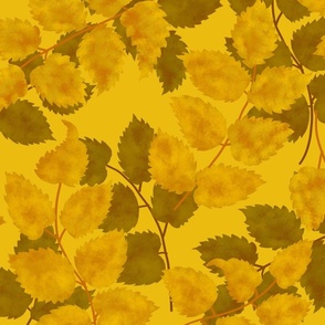 Golden Leaves Toss/Sloe Hedge Coordinate/Gold Botanical - Extra Large Gold