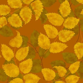 Golden Leaves Toss/Sloe Hedge Coordinate/Gold Botanical - Extra Large Pumpkin