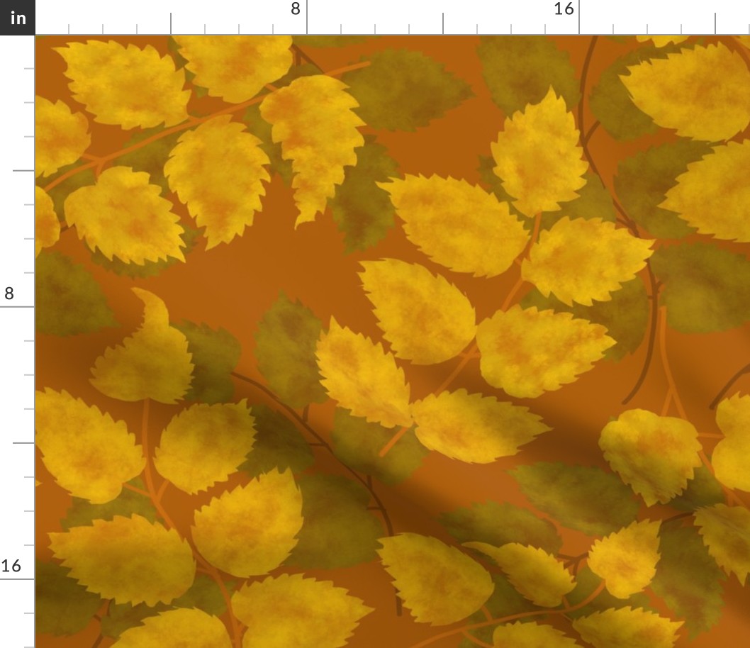Golden Leaves Toss/Sloe Hedge Coordinate/Gold Botanical - Extra Large Pumpkin