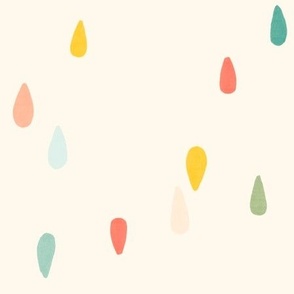Watercolor Two Toned Cream Tear Drop-Spaced