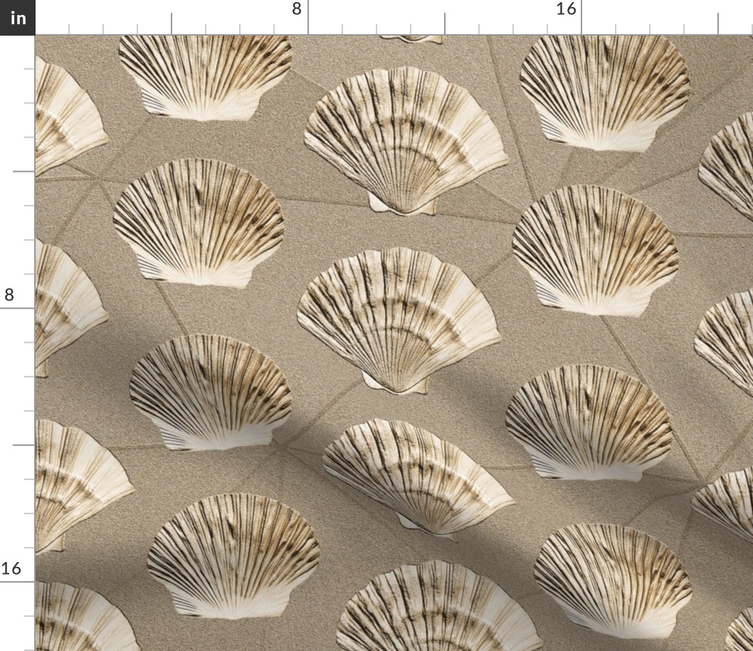 Aquatic Treasures Sea Shell Sand Imprint Geometric Beachy Pattern
