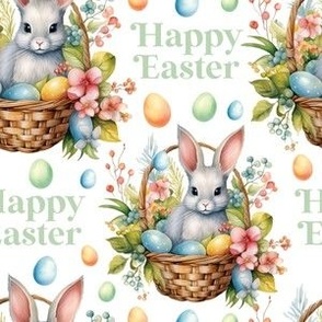 Floral Easter Bunnies Watercolor 6 My First Easter by Norlie Studio