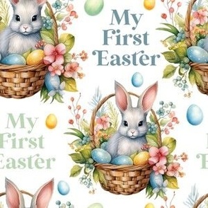 Floral Easter Bunnies Watercolor 5 My First Easter by Norlie Studio