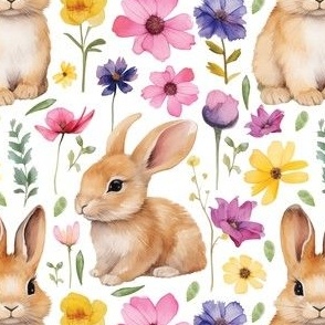 Easter Bunnies Watercolour 4 by Norlie Studio