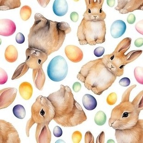 Easter Bunnies Watercolour 3 by Norlie Studio