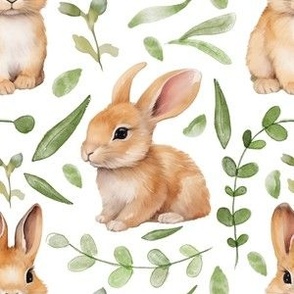 Easter Bunnies Watercolour 2 by Norlie Studio