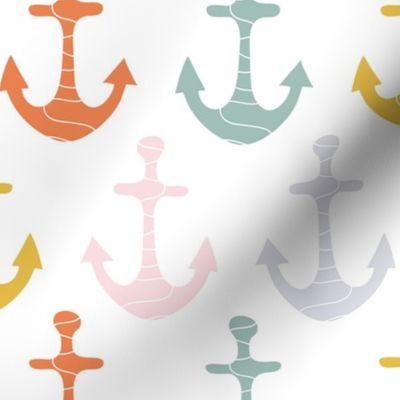 Colorful Nautical Anchors - Coastal - Seaside - Ocean - Sea - Maritime - Ship - Sailor - Sailing - Marine Engineer - Yacht - Kids - Boat - Sealife - Beach