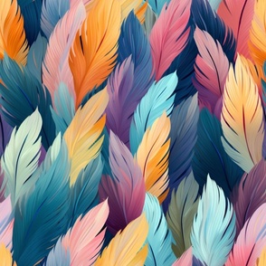 Pastel Feather Whimsy Seamless Pattern for Soft Textiles