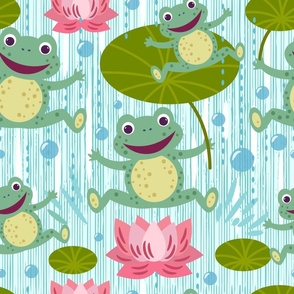  Ambesonne Frog Shower Curtain, Frog Jumping in