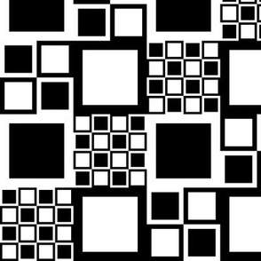Black and White Checker Geometric Square Design - Small