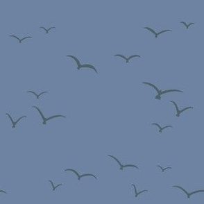 Seagull Bird Flock Flying over the ocean, 6in, dark blue