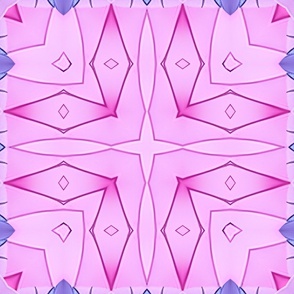 Pink and Purple Kaleidoscope  Geometric Diamond Shapes