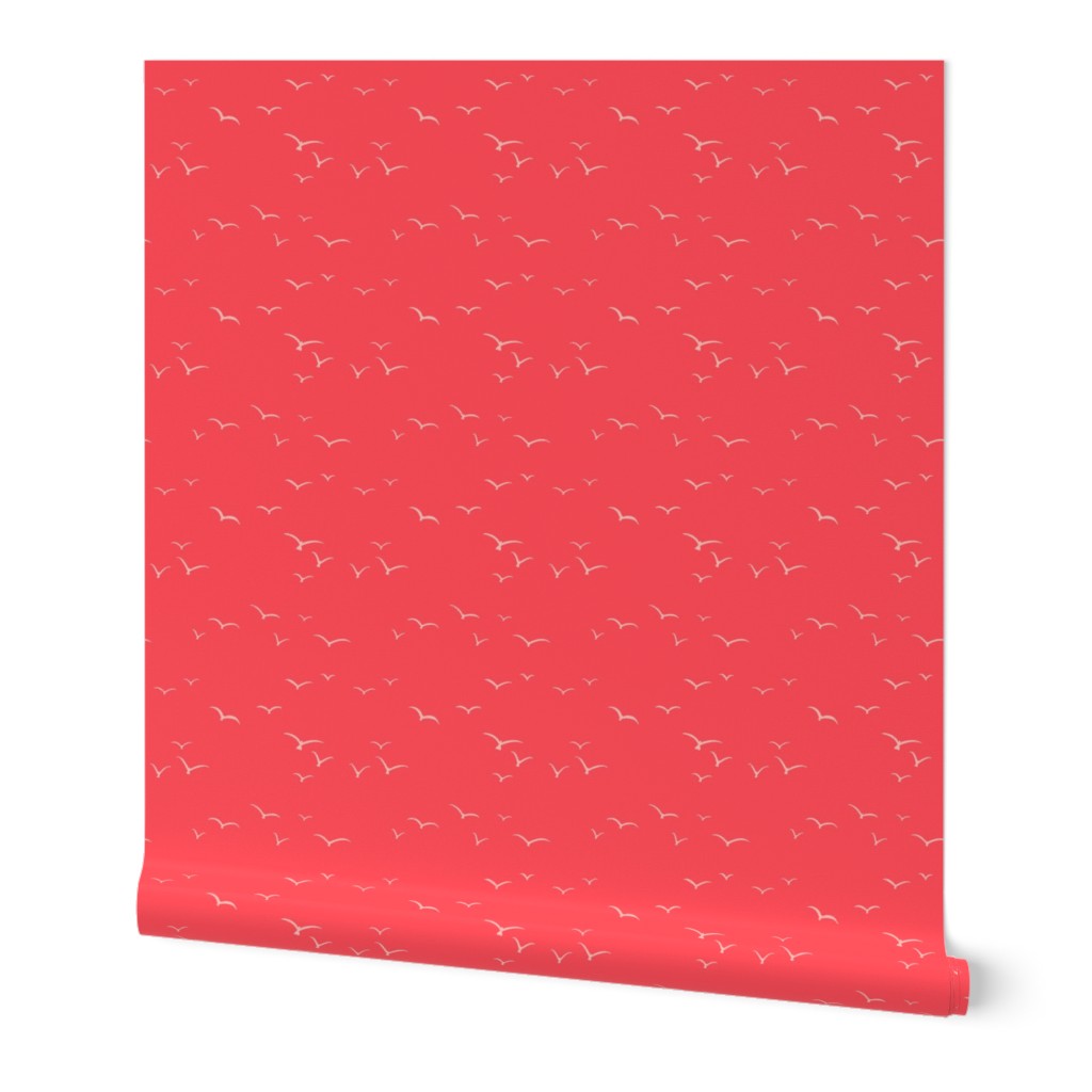 Seagull Bird Flock Flying over the ocean, 6in, neon pink