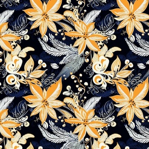 Midnight Tropical Bloom Seamless Pattern for Fashion and Decor