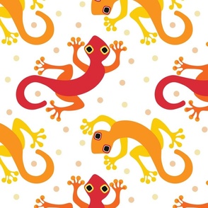Geckos Red and Orange on White (L) - Lizard Reptile Animal - Cute Lizards for Kids Gecko