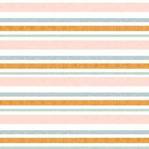 Pastel blue, pink and orange stripe, linen texture