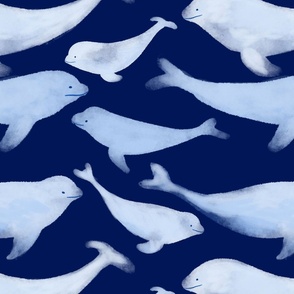 Beluga Whale - Dark Blue - Large Print