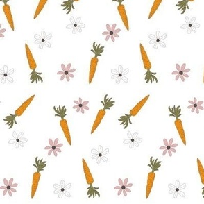 Tossed carrots, simple, flower  on white