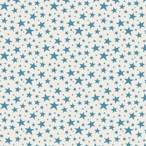 Mini Scale // Star Print - Cornflower Blue Stars on Cream White / Hand-drawn Star Pattern