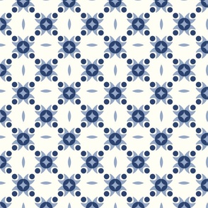 Medium - Monochrome  Grey and blue geometric tile  