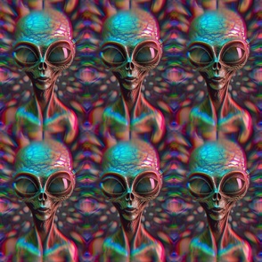 Psychedelic Alien Visage Seamless Pattern