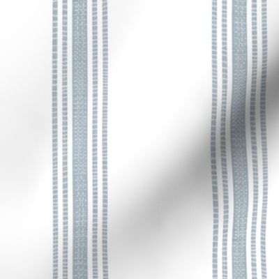 [S] French Blue and White Provincial Grain Sack Stripes - Vertical - Chambray Blue on Pure White #FFF
