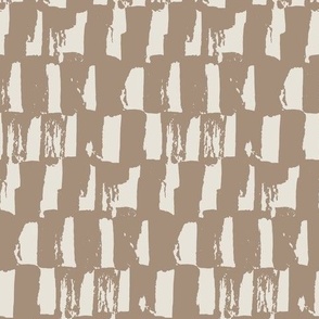 Distressed Check in Taupe and White
