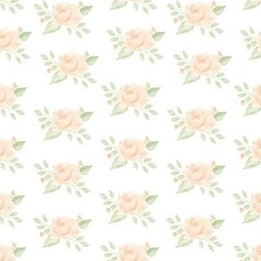 Peach Blossom block print white 3" wide