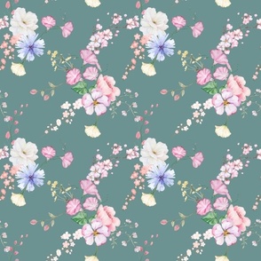 Dusty teal summer floral