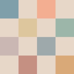 Checkerboard 12 inch Repeat Large Scale Beige Baby Colors 