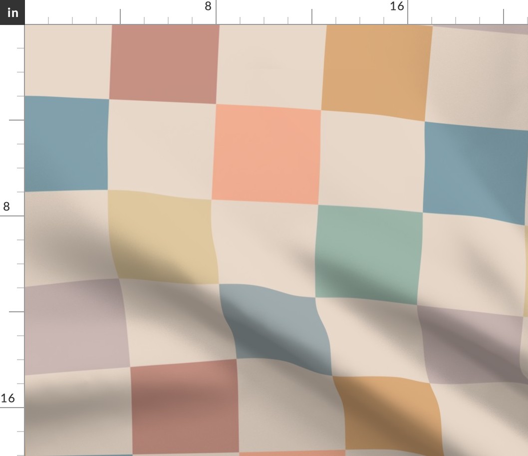 Checkerboard 12 inch Repeat Large Scale Beige Baby Colors 