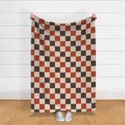 Checker Board 12 inch Repeat Brown, Tan, Red, Cream